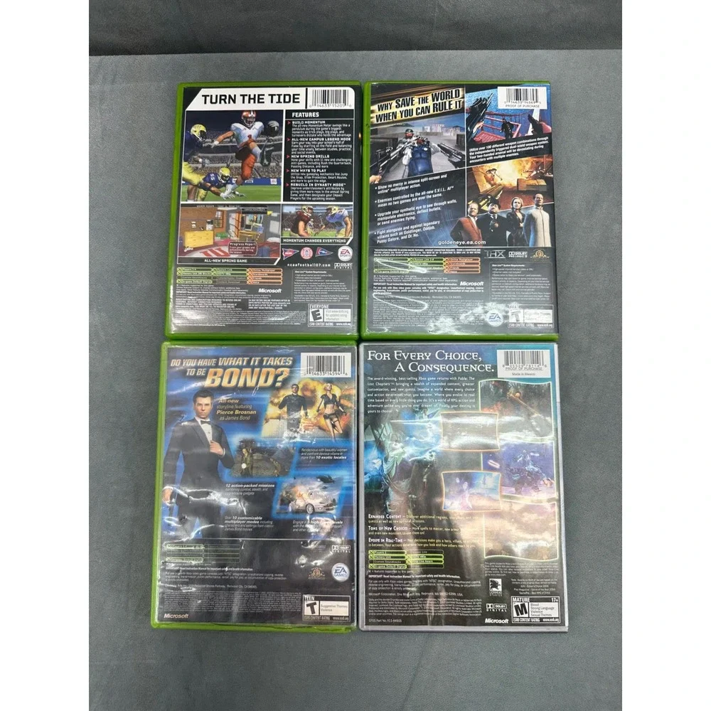 Microsoft Xbox Game Lot NCAA Football 07 GoldenEye 007 Nightfire Fable Bundle